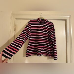 Talbots Pink and Black Striped Top